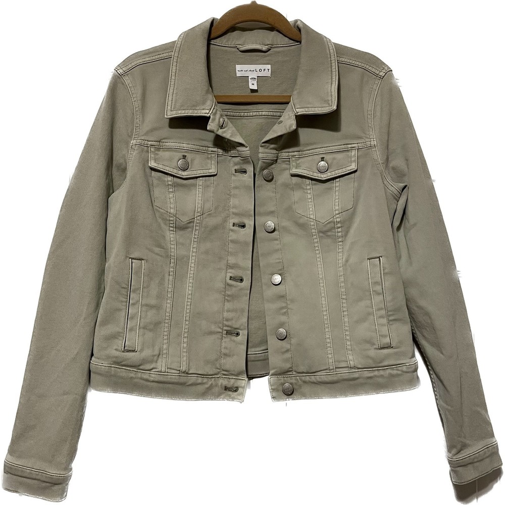 LOFT Light Green Women's Denim Jean Snap Jacket Size M EUC